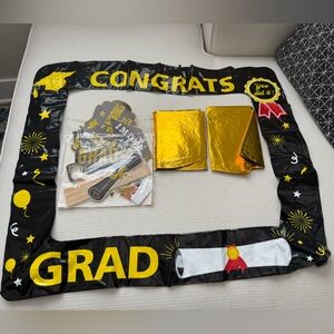 Grad Party Props & Decor: photo props, photo frame prop, balloon boxes, balloons